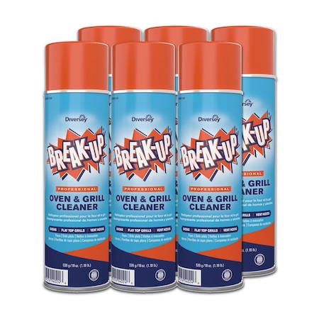 Break-Up Oven And Grill Cleaner And Degreaser, 19 Oz Aerosol Can, Liquid, Blue, 6 PK CBD991206